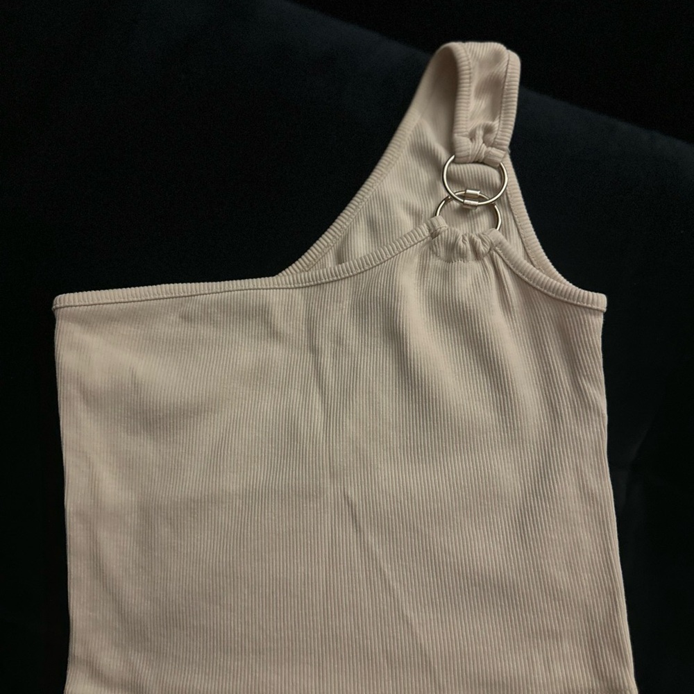 One-Shoulder Cream Top with Ring Detail
